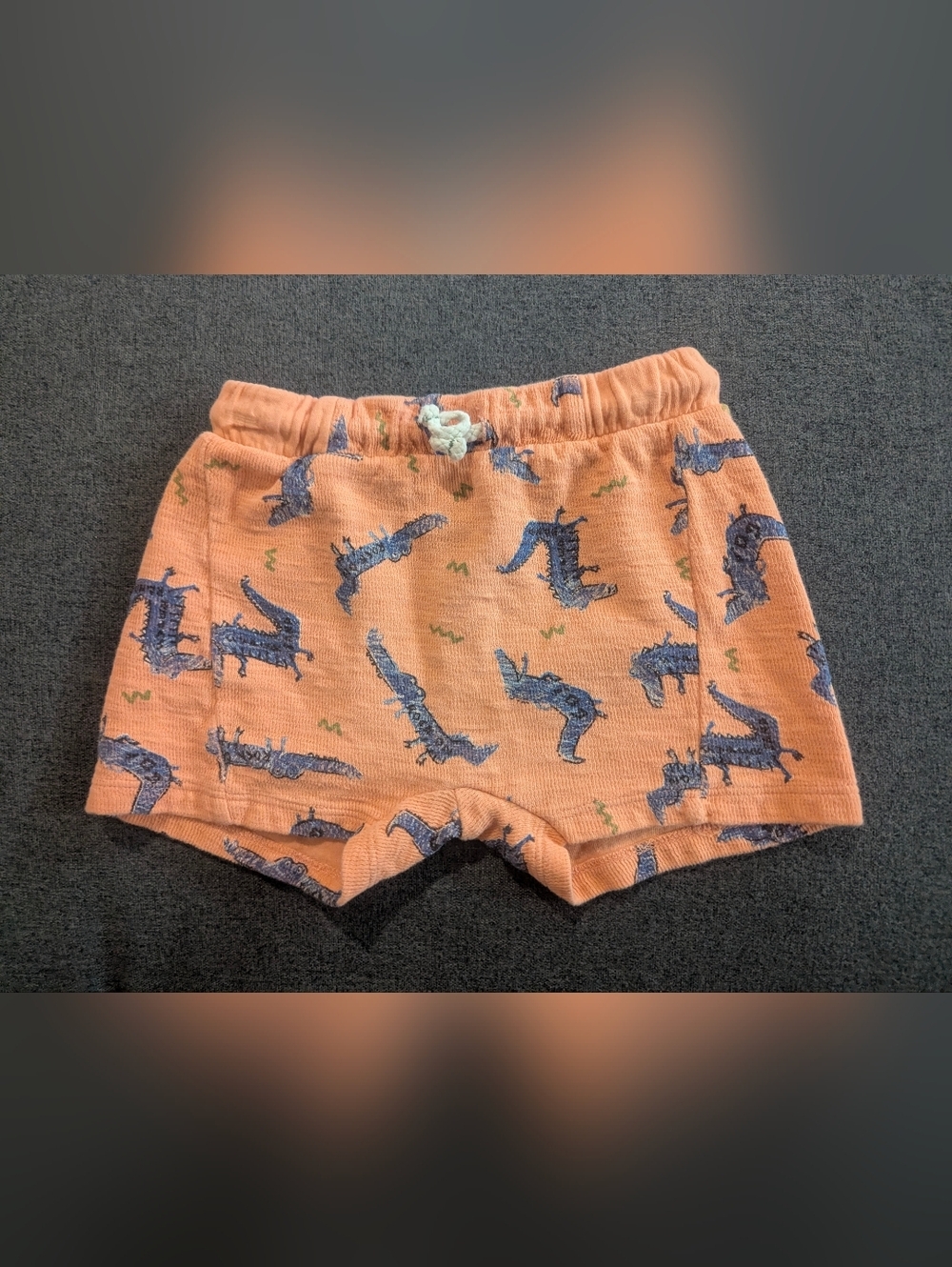 Zara Peach Baby Shorts with Blue Alligator Print
